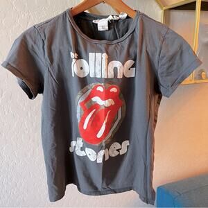 Rolling Stones LOGG H&M tongue band tee shirt womens size small S oversized